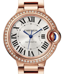 Ballon Bleu Ladies 33mm Automatic in Rose Gold with Diamond Bezel On Rose Gold Bracelet with Silver Roman Dial