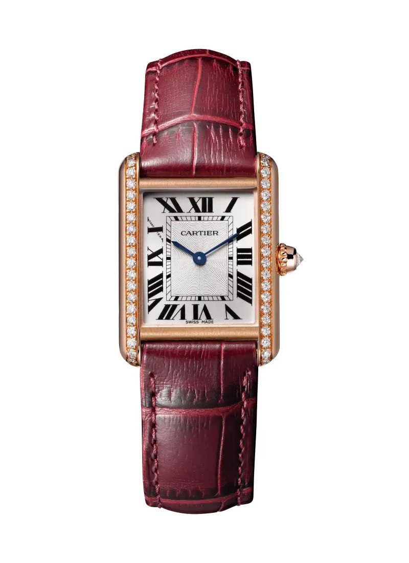 Cartier Tank Louis Cartier Small in Rose Gold with Diamond Bezel