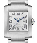 Tank Francaise Large Size Automatic in Steel on Steel Bracelet with Silver Dial