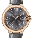 Ballon Bleu de Cartier in Rose Gold on Grey Alligator Leather Strap with Grey Roman Dial