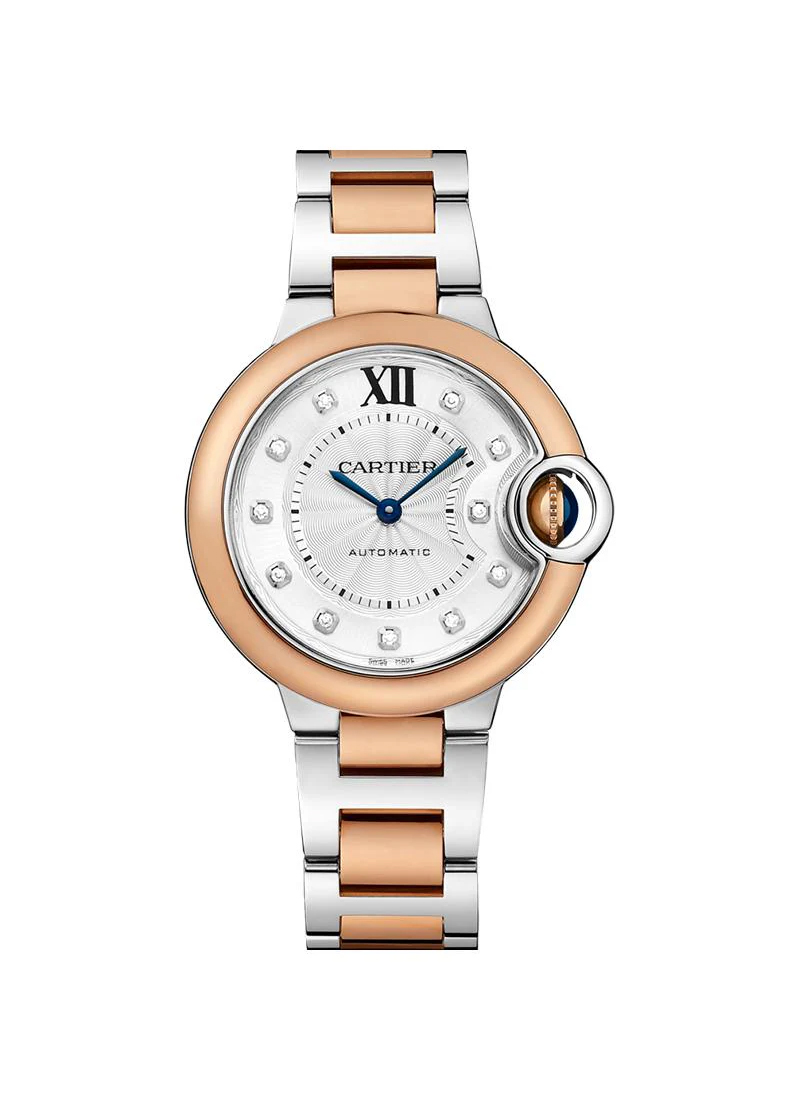 Cartier Ballon Bleu Ladies 33mm Automatic in Steel with Rose Gold Bezel