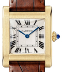 Tank Normale in Yellow Gold on Brown Crocodile Leather Strap with Silver Dial