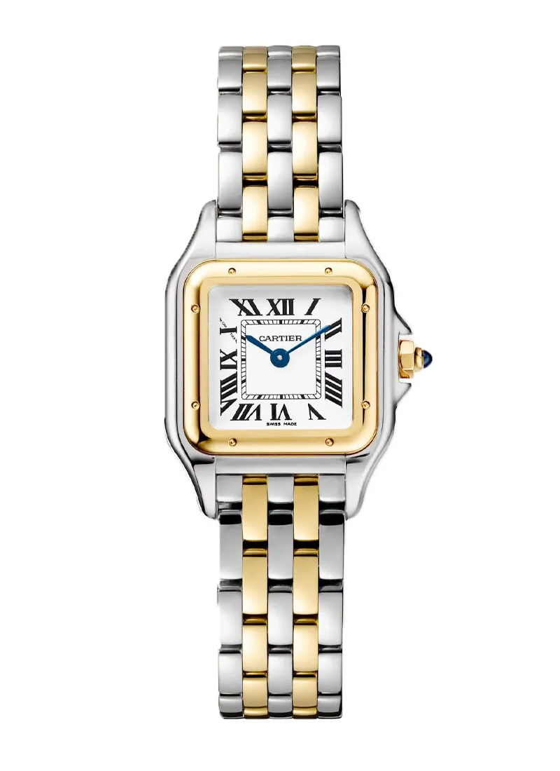 Cartier Panther De  Small Size in Steel with Yellow Gold Bezel