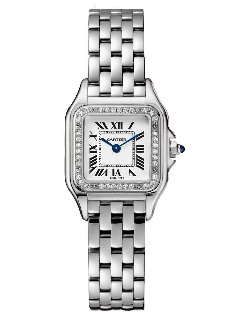 Cartier Panther De Small Size in Steel with Diamond Bezel