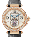 Pasha 40mm Tourbillon in Rose Gold with Diamond Bezel on Grey Alligator Leather Strap with Silver Flinque Dial