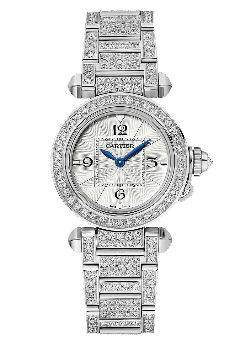 Cartier Pasha 30mm in White Gold with Diamond Bezel