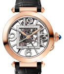 Pasha de Cartier 41mm in Rose Gold on Dark Gray Alligator Leather Strap with Skeleton Dial