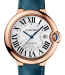 Ballon Bleu 42mm Automatic in Rose Gold  on Green Calfskin Leather Strap with Silver Dial