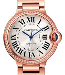 Ballon Bleu Ladies 36mm in Rose Gold with Diamond Bezel On Rose Gold Bracelet with Silver Dial
