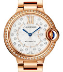 Ballon Bleu Ladies 33mm in Rose Gold wth Diamond Bezel On Rose Gold Bracelet with Silver Diamond Dial