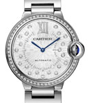 Ballon Bleu Ladies 36mm in Steel wth Diamond Bezel On Steel Bracelet with Silver Diamond Dial