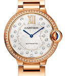 Ballon Bleu Ladies 36mm in Rose Gold wth Diamond Bezel On Rose Gold Bracelet with Silver Diamond Dial
