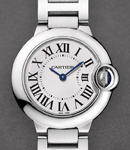 Ballon Bleu Ladies 28mm in Steel  On Steel Bracelet with Silver  Dial