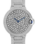 Ballon Bleu Ladies 37mm in White Gold with Diamond Bezel On Bracelet with Pave Diamond Dial