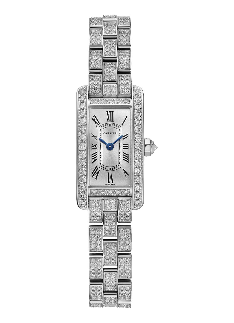Cartier Tank Amricaine Mini in White Gold with Diamond Bezel
