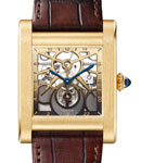 Tank Normale in Yellow Gold on Brown Crocodile Leather Strap with Skeleton Dial