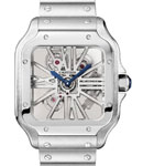 Santos de Cartier 28mm in Steel on Steel Bracelet with Skeleton Dial