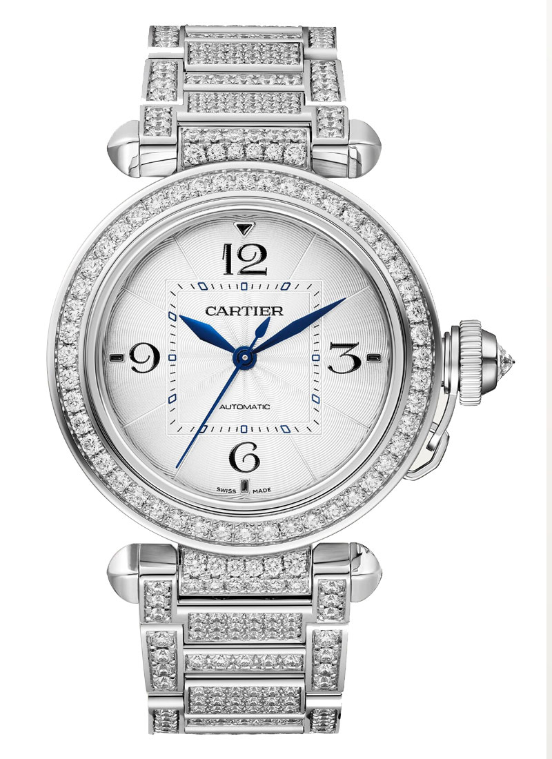 Cartier Pasha 35mm in White Gold with Diamond Bezel
