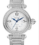 Pasha 35mm in White Gold with Diamond Bezel on Bracelet with Silver Dial