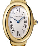 Baignoire Small Model in Yellow Gold on Yellow Gold Bracelet with Silver Dial