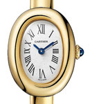 Baignoire Mini Model in Yellow Gold on Yellow Gold Bracelet with Silver Dial