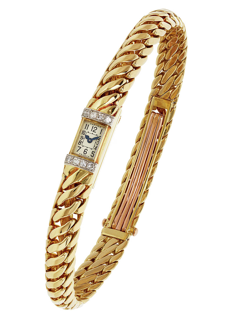 Cartier Antique in Yellow and Pink Gold, Platinum Diamonds