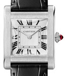 Tank Chinoise in Platinum  on Black Crocodile Leather Strap with Silver Dial