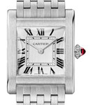 Tank Normale in Platinum  on Platinum Bracelet with Silver Dial