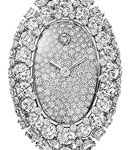 Baignoire Jewelry in White Gold with Diamond Bezel on Bracelet with Pave Diamond Dial