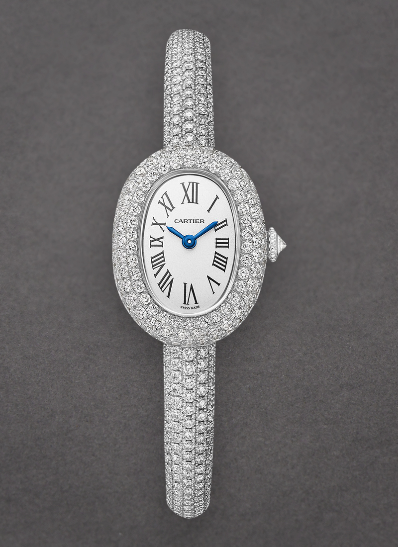 Cartier Baignoire Mini in White Gold with Diamonds