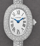 Baignoire Mini in White Gold with Diamonds on Bracelet with Silver Dial