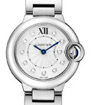 Ballon Bleu 28mm in Steel on Steel Bracelet with Silver Diamond Dial