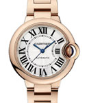 Ballon Bleu 33mm Automatic in Rose Gold on Rose Gold Bracelet with Silver Sunray Dial