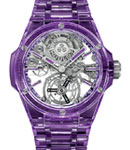 Big Bang Integrated Tourbillon 43mm in Purple Sapphire on Purple Sapphire Crystal Bracelet Strap with Skeleton Dial