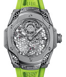 Big Bang Tourbillon SR_A by Samuel Ross in Titanium on Green Smooth Rubber Strap Strap with Skeleton Dial