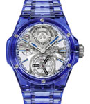 Big Bang Integrated Tourbillon 43mm in Blue Sapphire on Blue Sapphire Crystal Bracelet Strap with Skeleton Dial