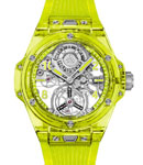 Big Bang Tourbillon 44mm in Yellow Neon Saxem on Yellow Rubber Strap with Skeleton Dial