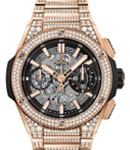 Big Bang Integrated 42mm in Rose Gold with DIamond Bezel on Rose Gold DIamond Bracelet with Skeleton Dial