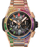 Big Bang Integrated 42mm in Rose Gold with Rainbow DIamond Bezel on Rose Gold Rainbow DIamond Bracelet with Skeleton Dial