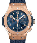 Big Bang Chronograph 44mm Automatic in Rose Gold on Blue Rubber Strap with Blue Dial