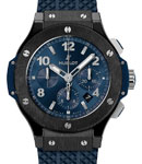 Big Bang Chronograph 44mm Automatic in Black Ceramic on Blue Rubber Strap with Blue Dial