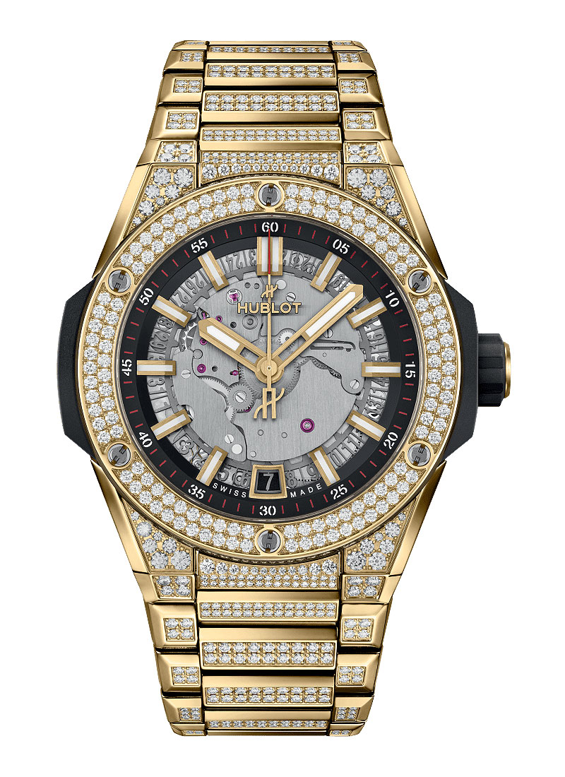 Hublot Big Bang Integrated Time Only in Yellow Gold with Pave Diamond Case