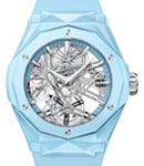 Classic Fusion Tourbillon Orlinski in Sky Blue Ceramic on Sky Blue Ceramic Bracelet with Skeleton Dial