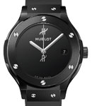 Classic Fusion 38mm Automatic in Black Ceramic on Black Rubber Strap with Black Dial