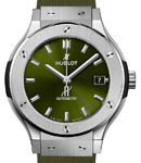 Classic Fusion 38mm in Titanium on Green Rubber Strap with Green Dial