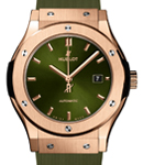 Classic Fusion 42mm in Rose Gold on Green Rubber Strap with Green Dial