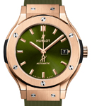 Classic Fusion 38mm in Rose Gold on Green Rubber Strap with Green Dial