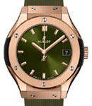 Classic Fusion 33mm in Rose Gold on Green Rubber Strap with Green Dial
