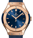 Classic Fusion 42mm in Rose Gold on Blue Rubber Strap with Blue Dial