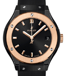 Classic Fusion 33mm in Black Ceramic with Rose Gold Bezel on Black Rubber Strap with Black Dial